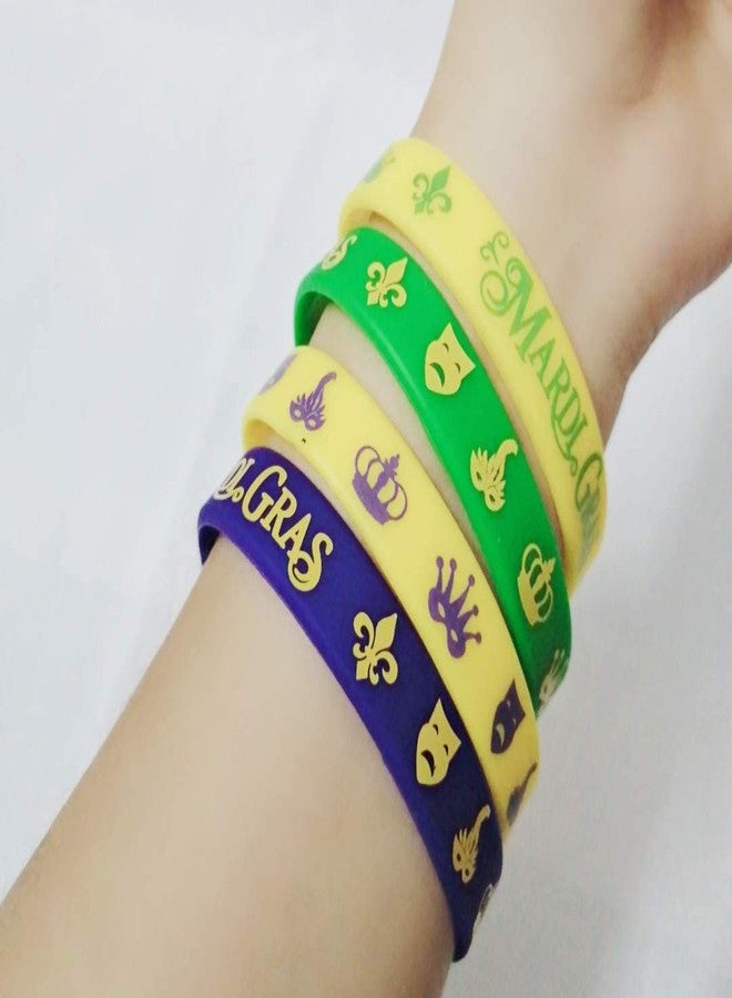CupaPlay 60PCS Mardi Gras Party Favors Rubber Wristbands - Carnival Birthday Party Supplies Decorations Goodie Bag Stuffers Fillers Silicone Wristband - Image 4